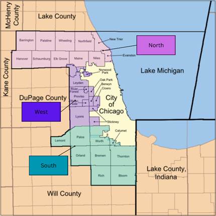 A map of the city of chicago